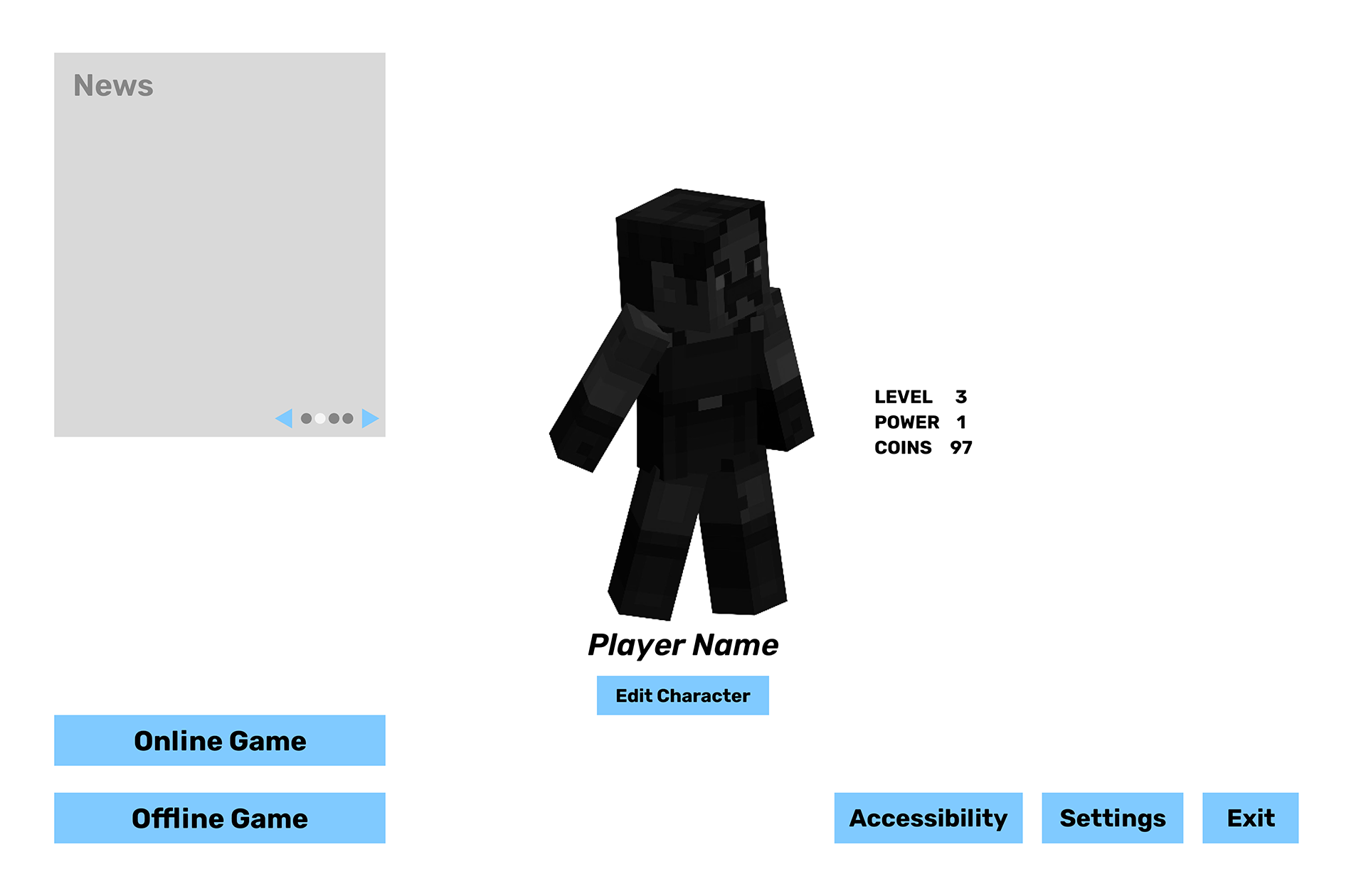 Minecraft dungeons main menu wireframe redesign