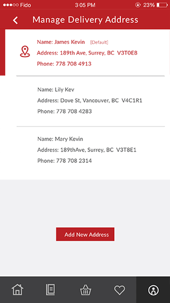 Manage delivery address