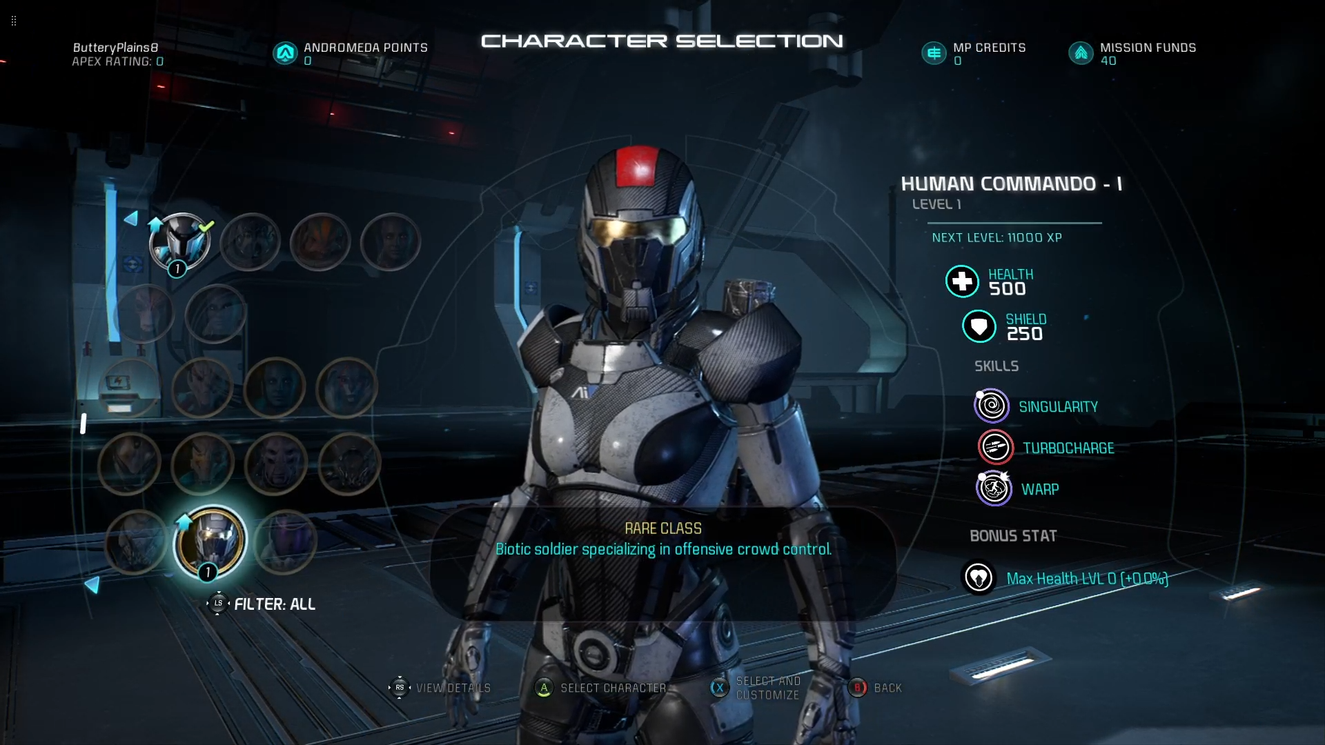 Original character selection