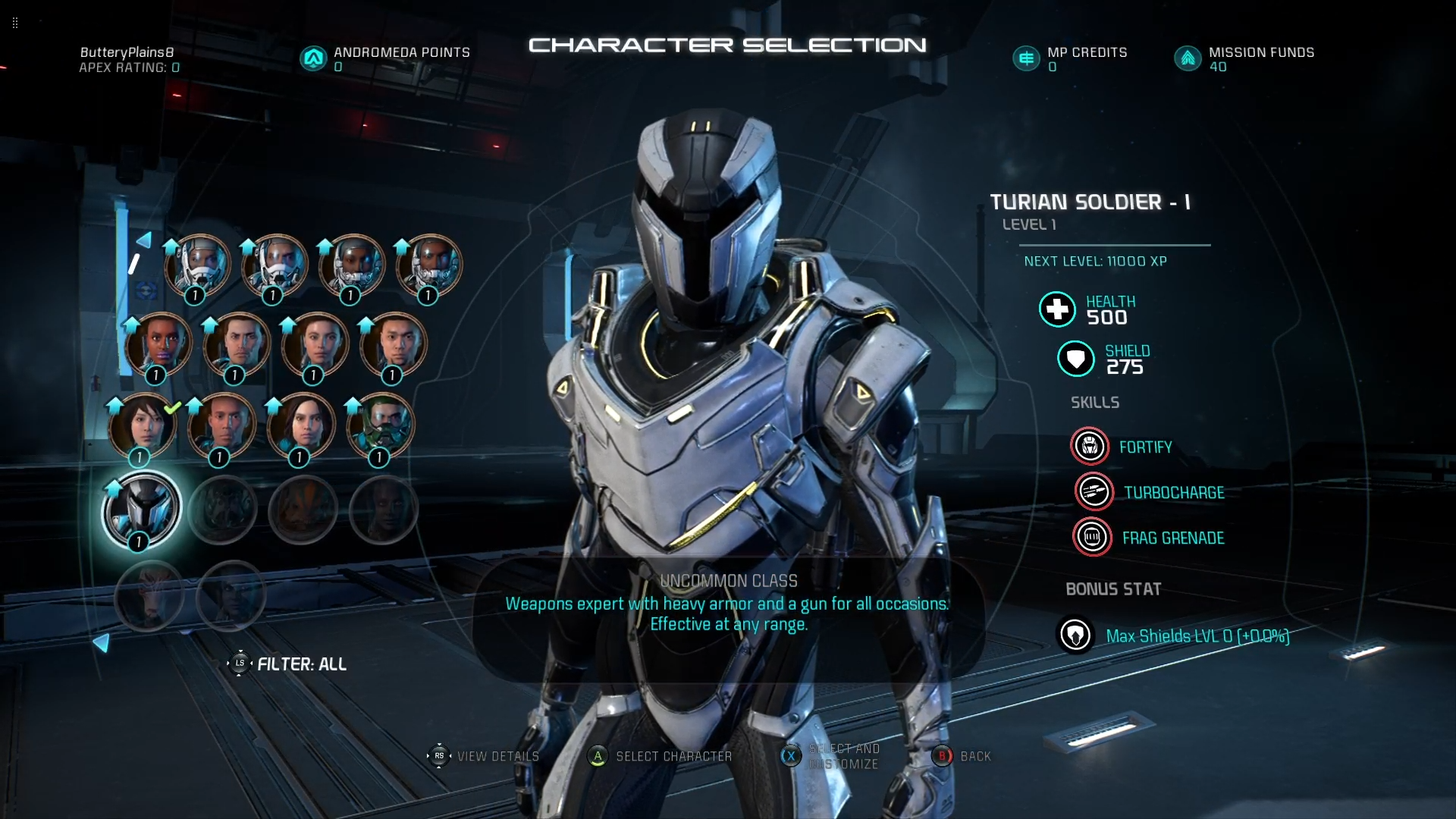 Original character selection